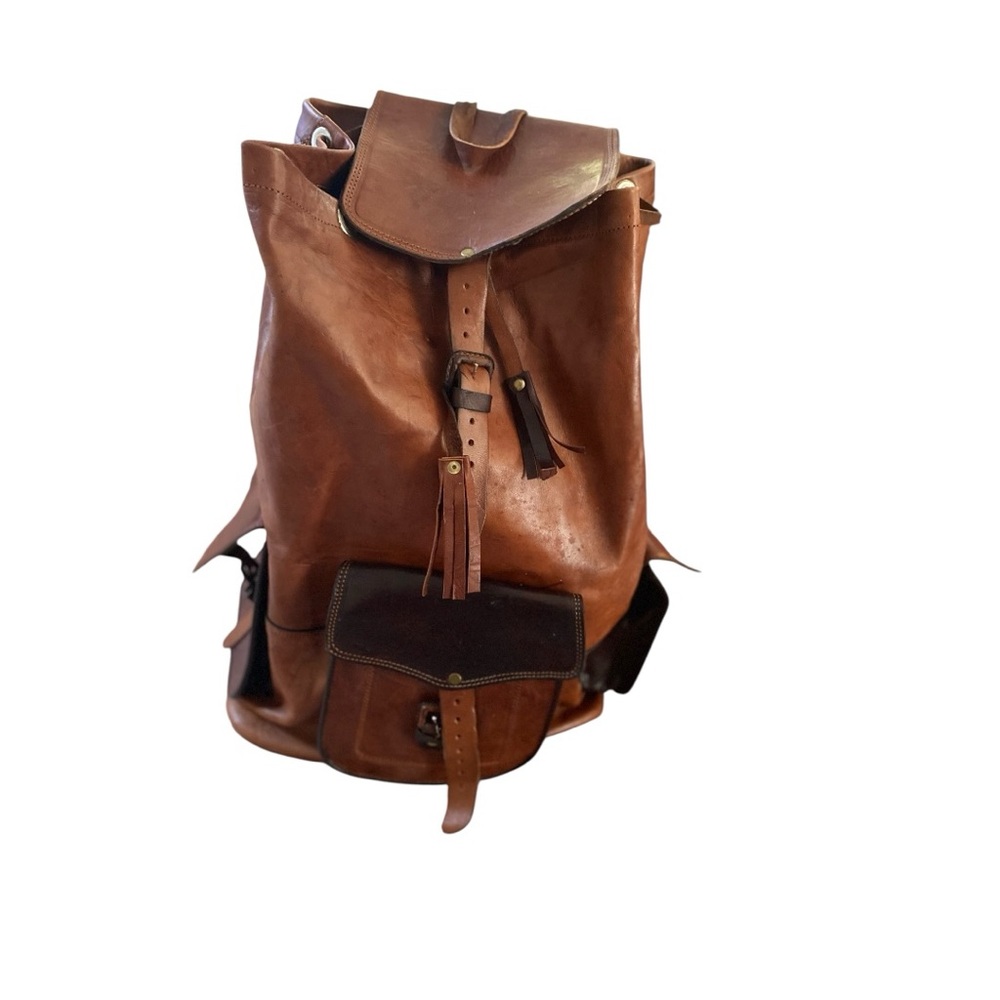 Vintage Brown Camel Large Leather Backpack